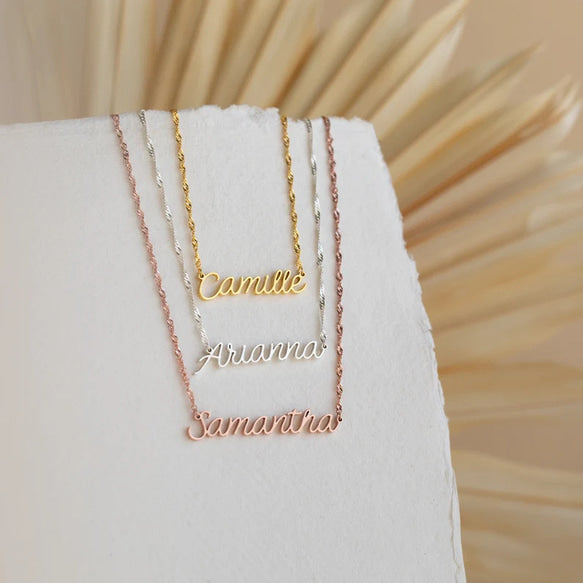 18 Karat Gold/Silber personalisierte Namenskette