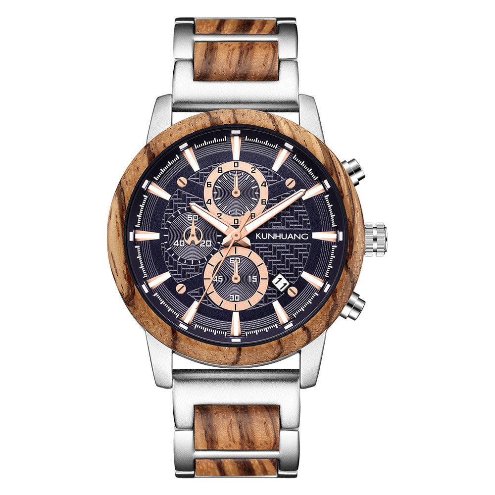 The Voyager Sports Waterproof Wood Grain Men's Watch