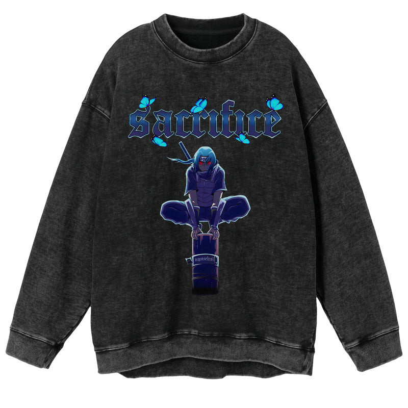 Retro-Pullover mit Naruto-Grafik im Vintage-Stil