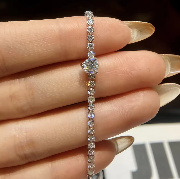 Mini bracelet de tennis ajustable en argent sterling 925 avec moissanite de 0,5 ct