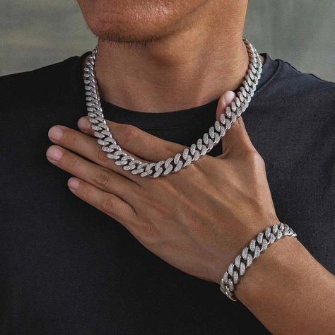 Cadena cubana de oro / plata de 18 k + paquete de brazalete cubano GRATIS - (SOLO HOY)