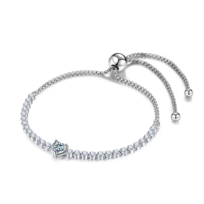Mini bracelet de tennis ajustable en argent sterling 925 avec moissanite de 0,5 ct