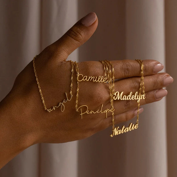 18 Karat Gold/Silber personalisierte Namenskette