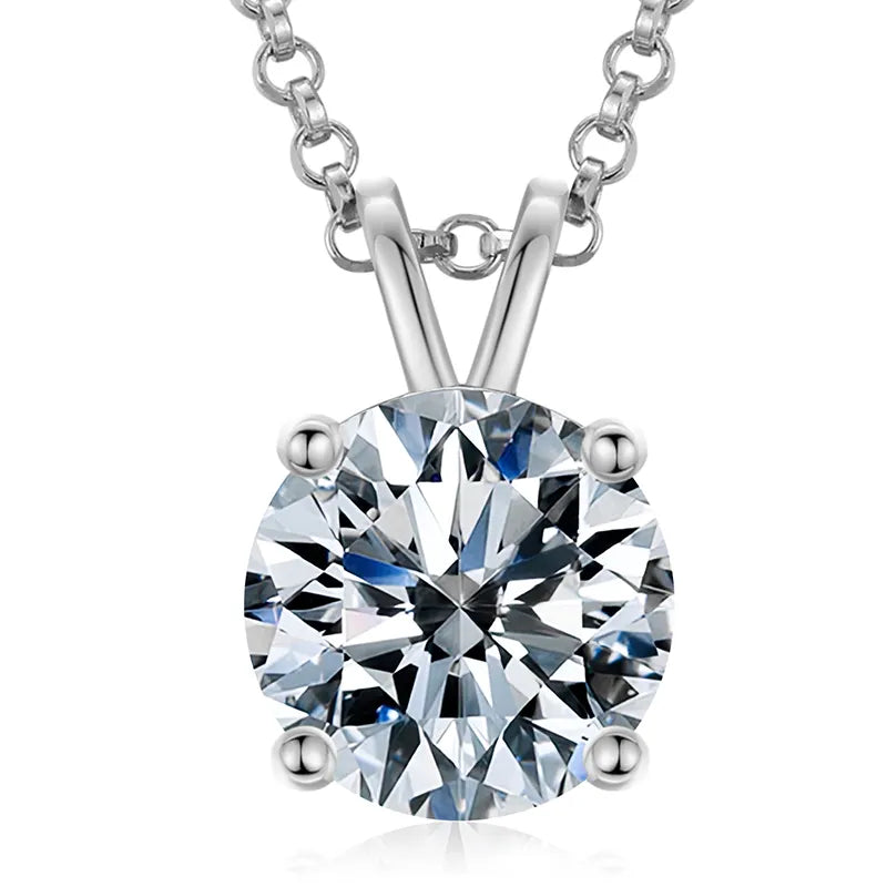 VVS 925 Sterling Silver Moissanite Solitaire Pendant Necklace