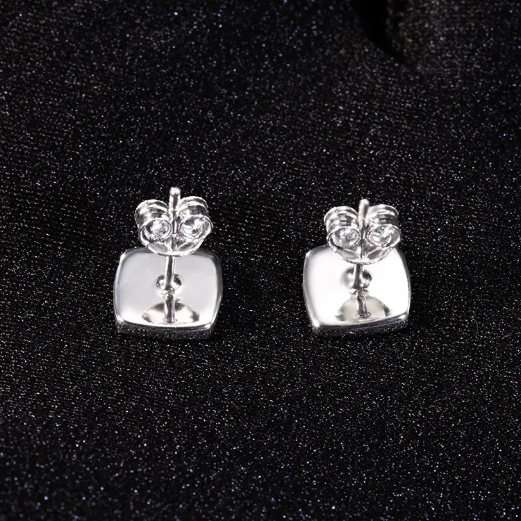 Squared Up 925 Sterling Silver Moissanite Stud Earrings