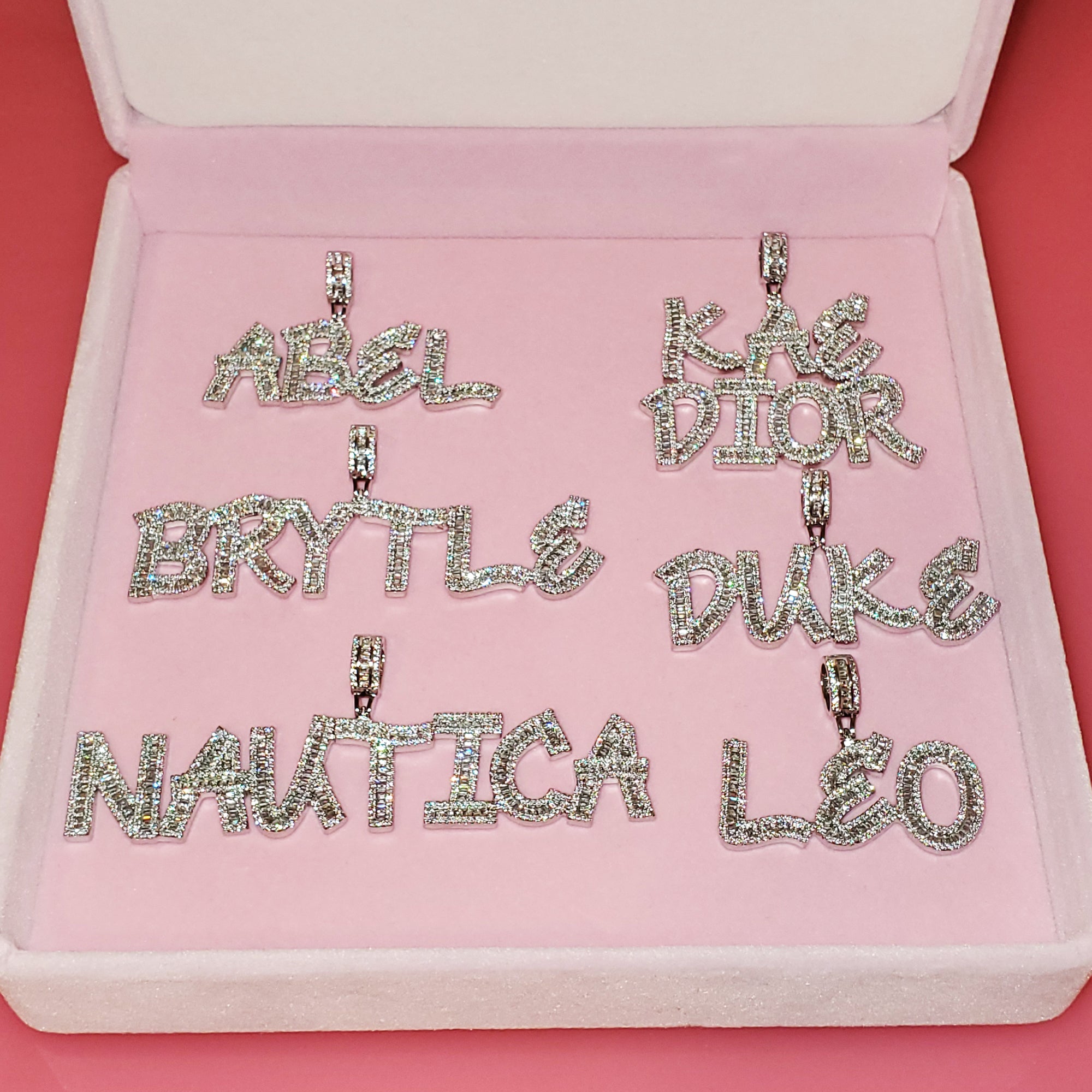 VVS Jewelry Custom Baguette Letter Pendant Necklace