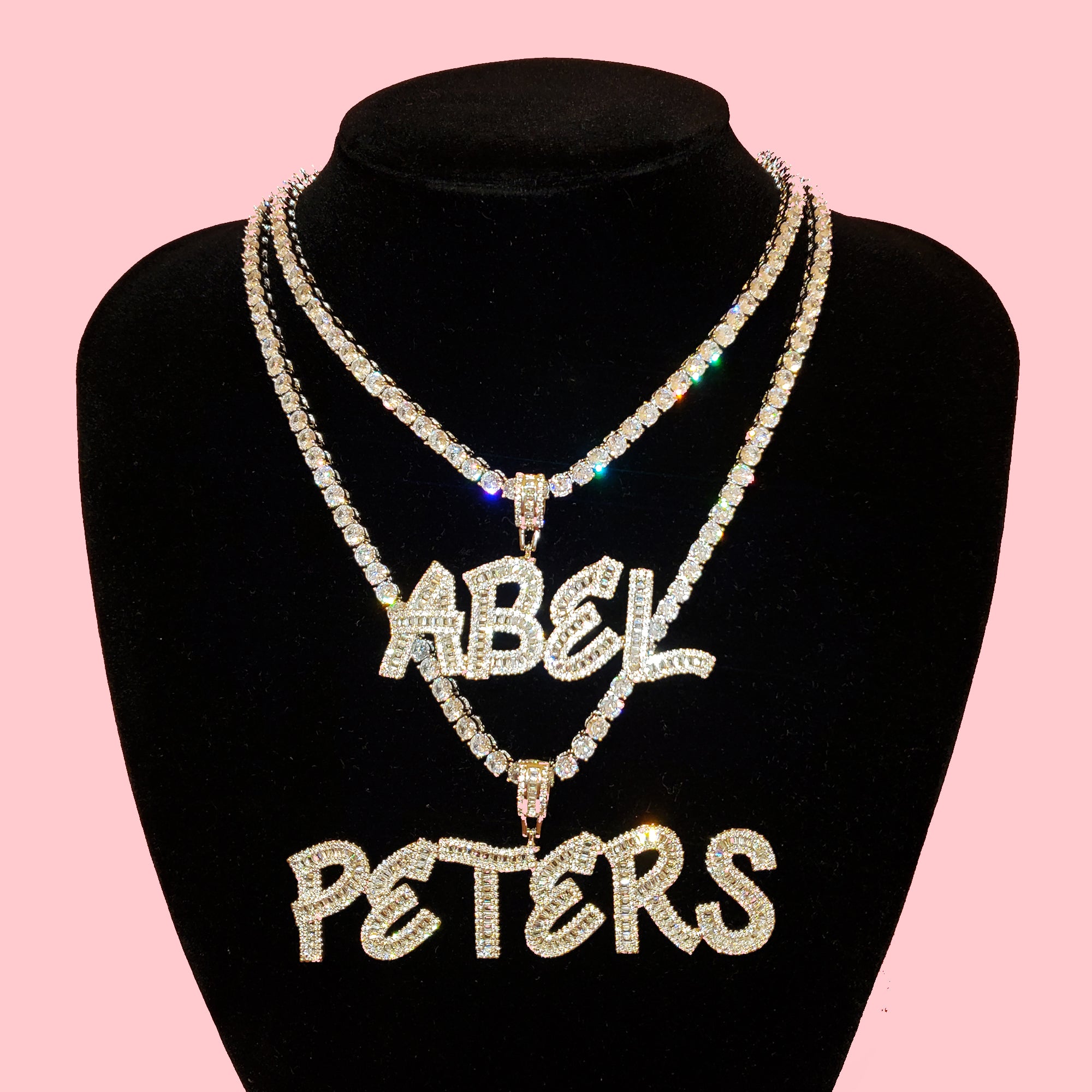 VVS Jewelry Baguette Collar con colgante de letra personalizada