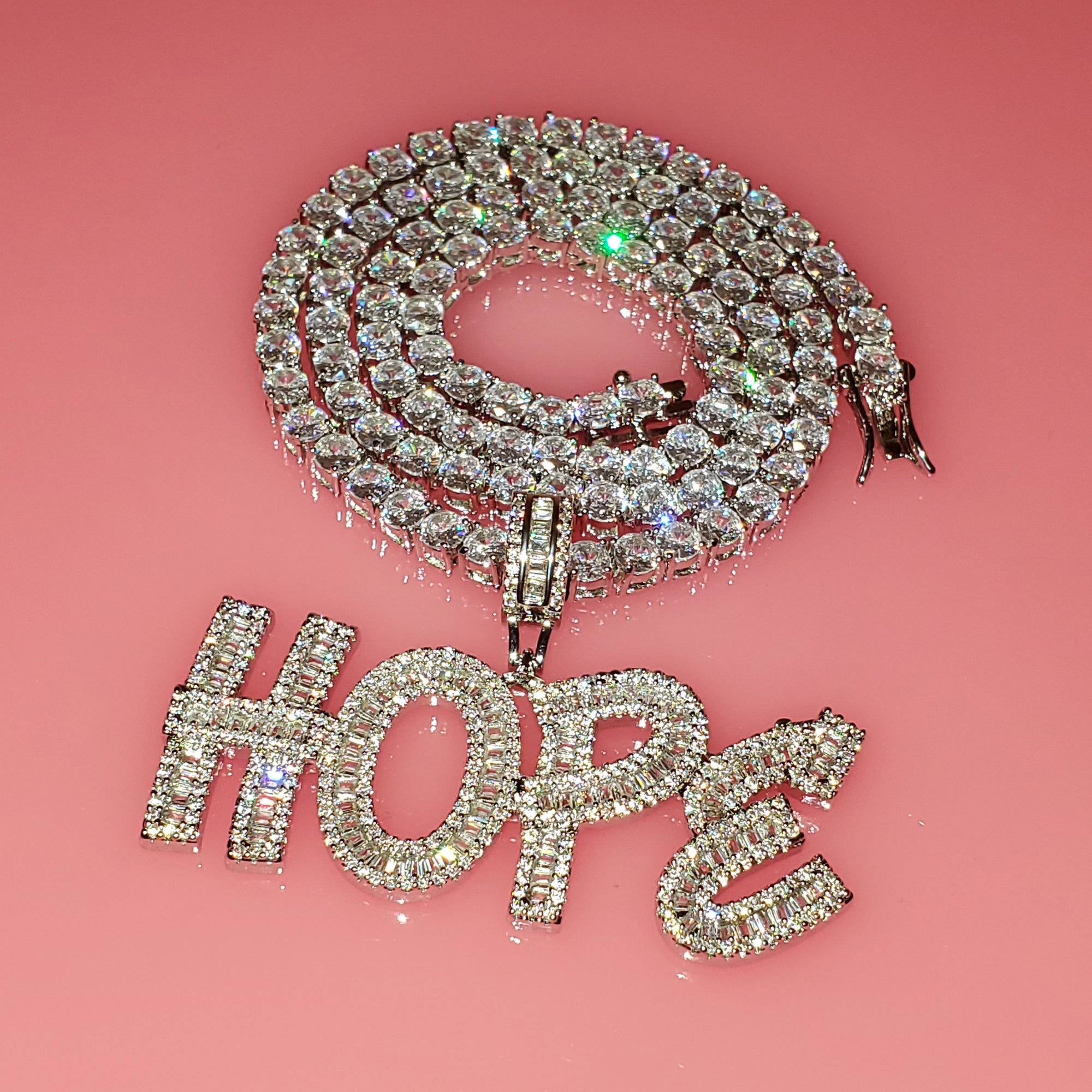 VVS Jewelry Custom Baguette Letter Pendant Necklace