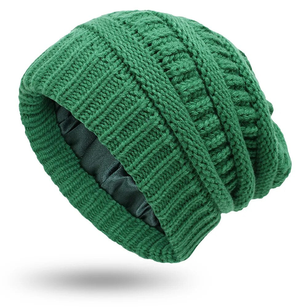 Winter Knit Satin Lined Beanies