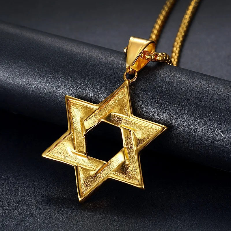 Collier étoile de David juive à double rangée de cristaux