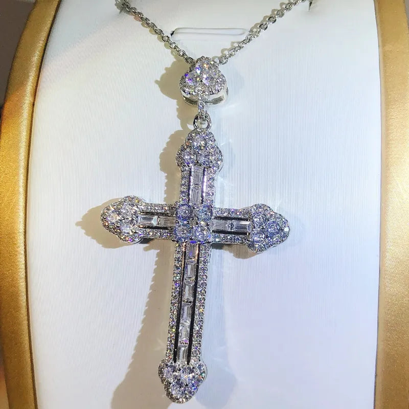 VVS Jewelry Halskette mit Kreuzanhänger aus 925er Sterlingsilber
