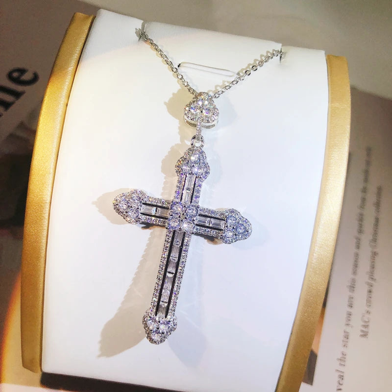 VVS Jewelry Halskette mit Kreuzanhänger aus 925er Sterlingsilber