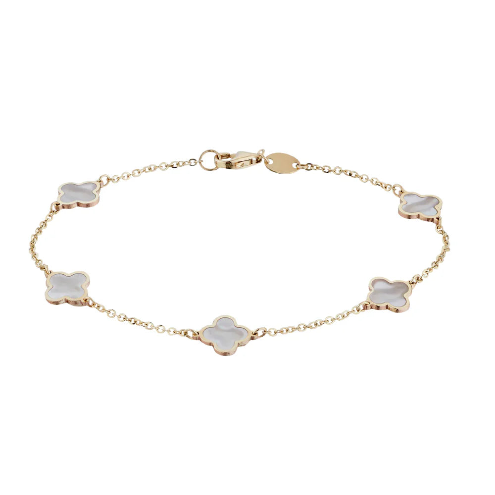 VVS Jewelry Gold Clover Bracelet - 14k Gold & Stainless Steel