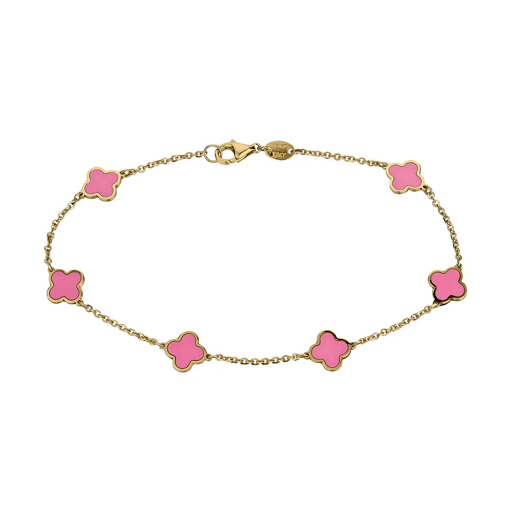 VVS Jewelry Gold Clover Bracelet - 14k Gold & Stainless Steel