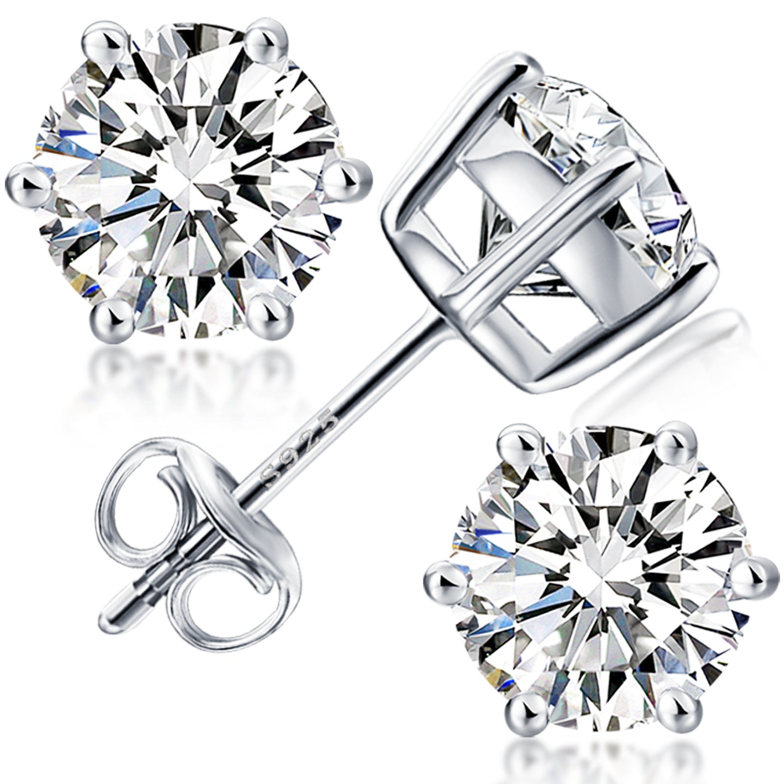 VVS-Schmuck, 5 – 6,5 mm, S925 Moissanit-Diamant-Ohrringe