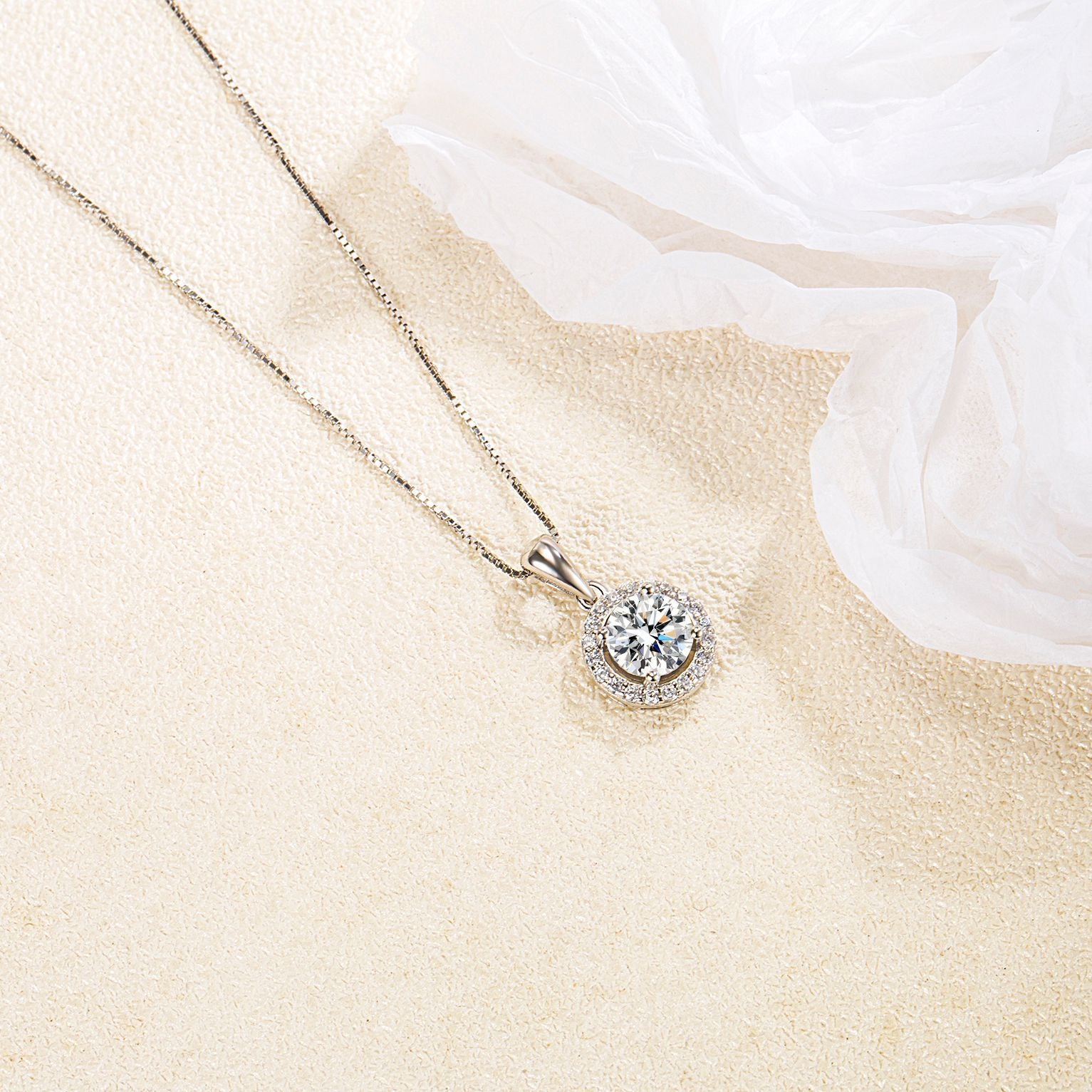 925 Sterling Silber Prinzessin Halskette mit Kunstdiamanten
