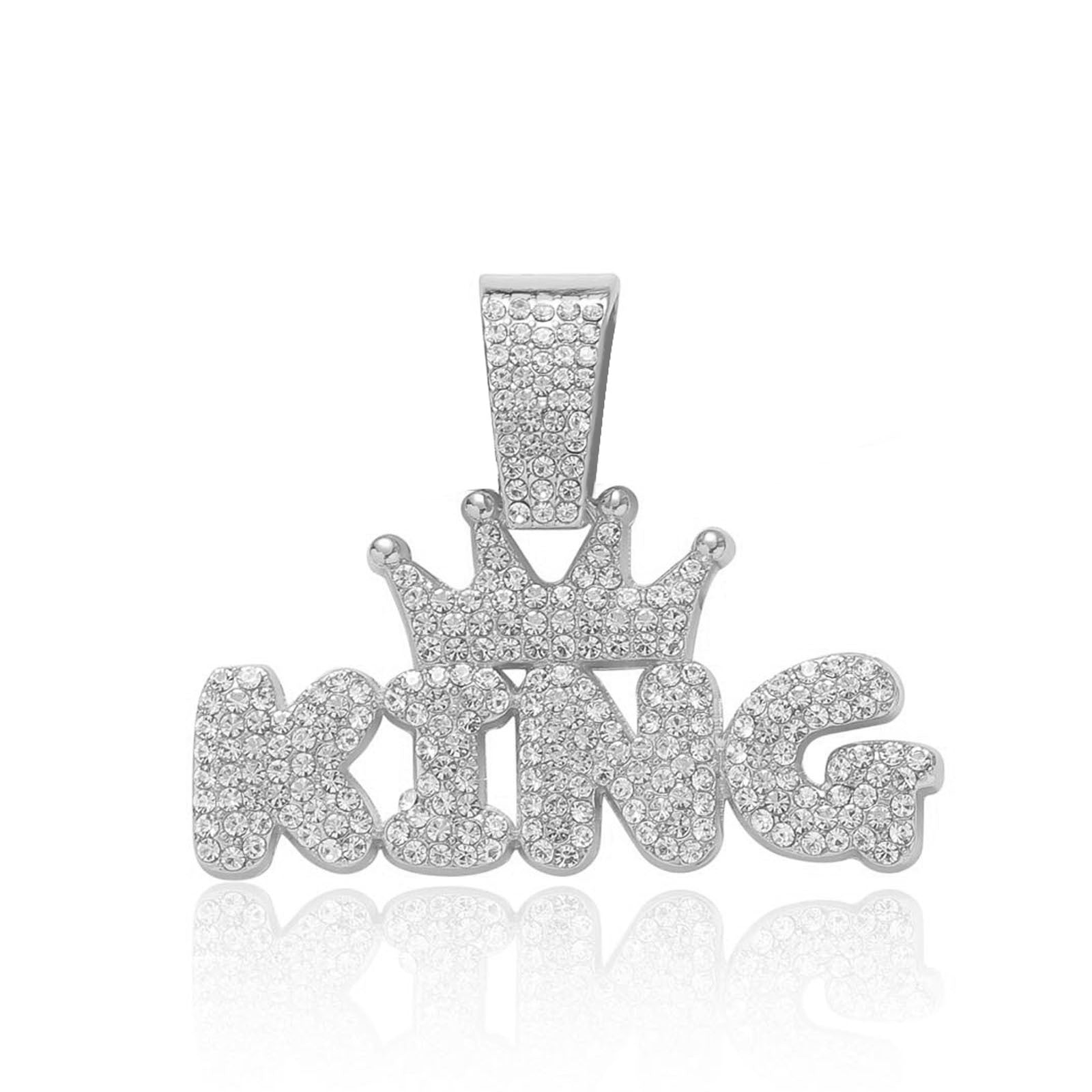 Crowned King Iced Out Cuban Pendant Necklace