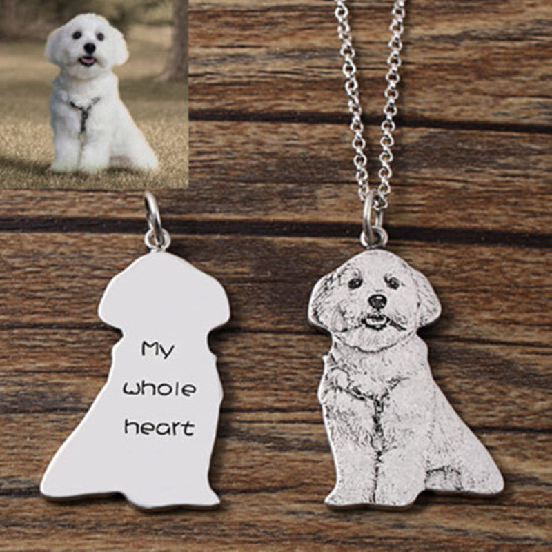 Pendentif photo commémoratif personnalisé gravé au laser en 3D pour animaux de compagnie
