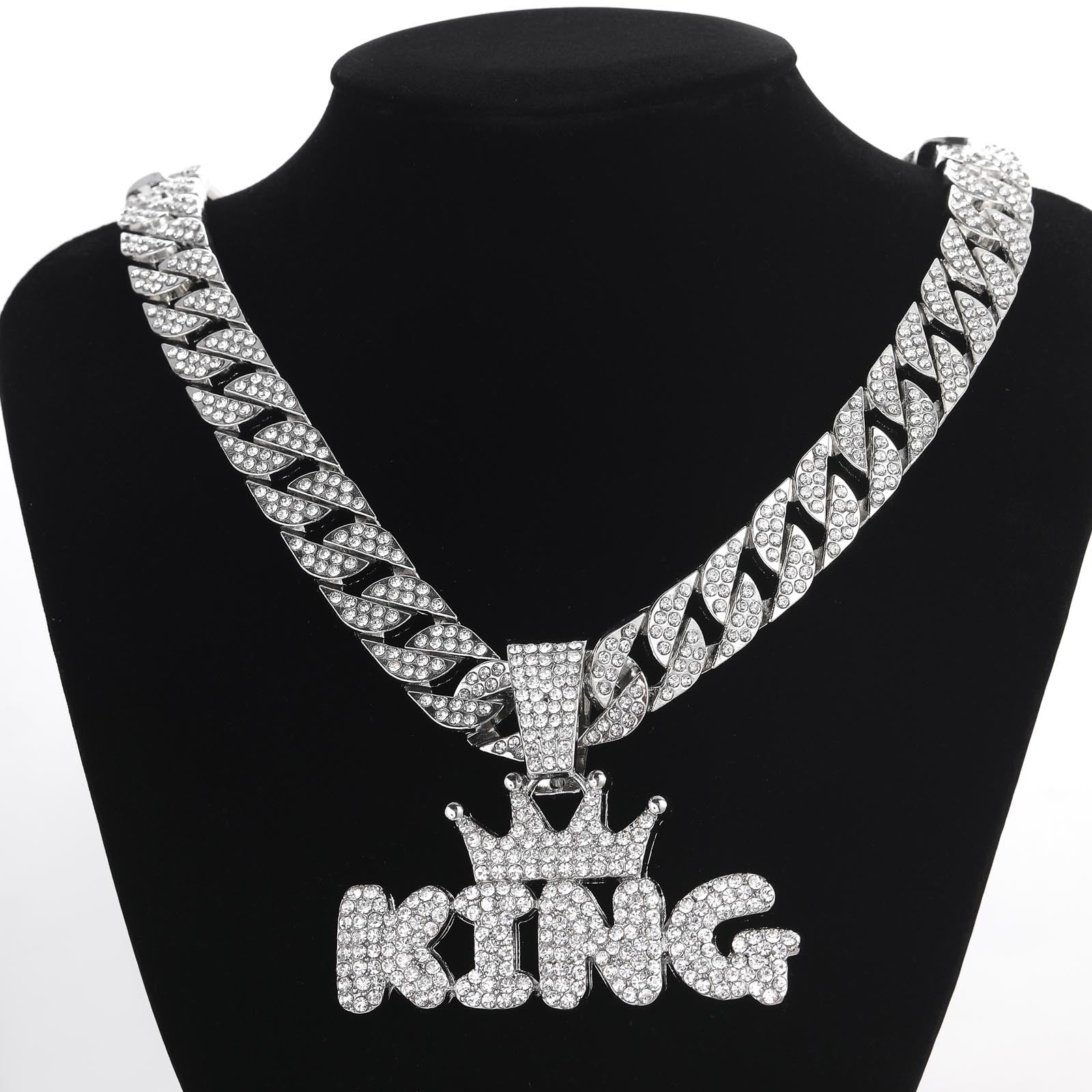Crowned King Iced Out Cuban Pendant Necklace