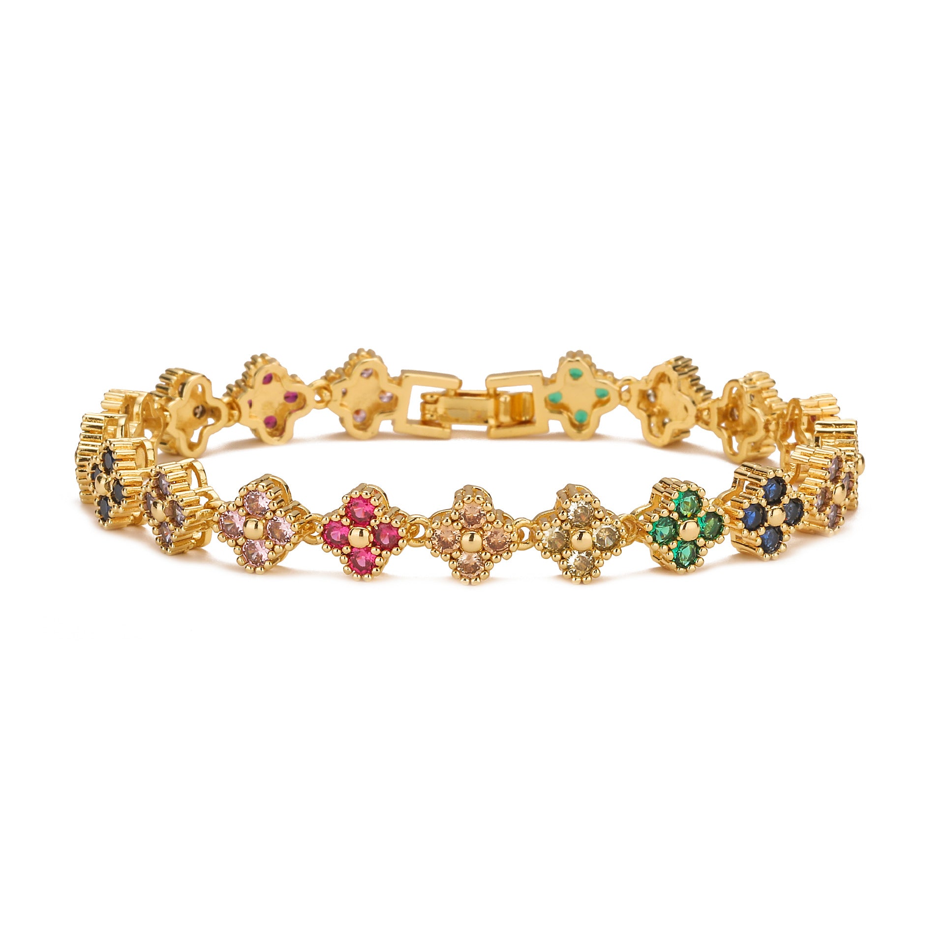 Bracelet de tennis avec trèfle à 4 feuilles