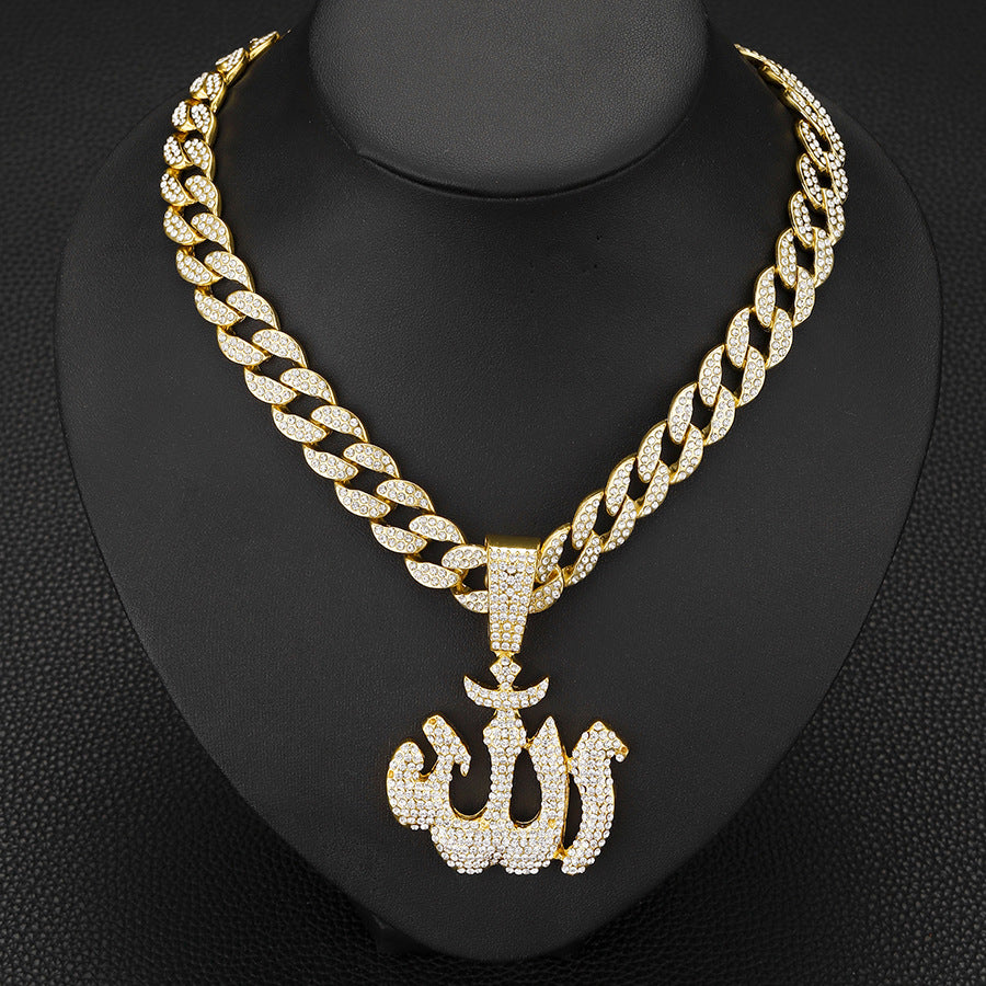 Collier pendentif cubain glacé Allah
