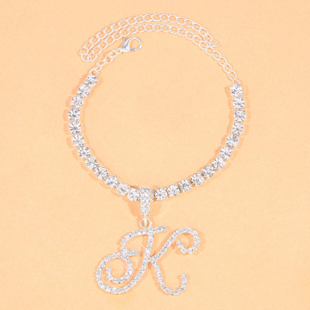 Bracelet de cheville de tennis personnalisé avec lettres glacées VVS JEWELRY