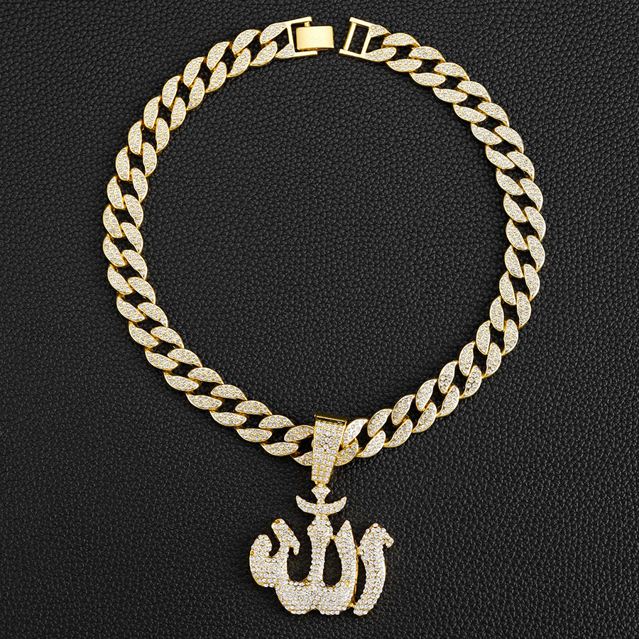 Collier pendentif cubain glacé Allah