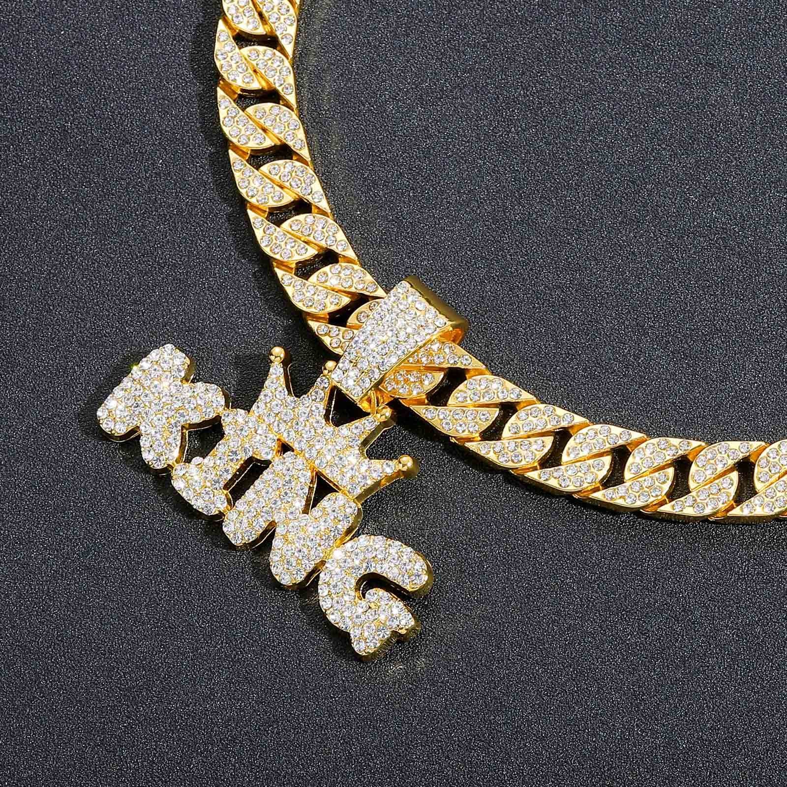 Crowned King Iced Out Cuban Pendant Necklace