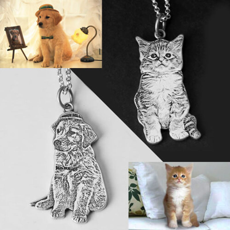 Pendentif photo commémoratif personnalisé gravé au laser en 3D pour animaux de compagnie