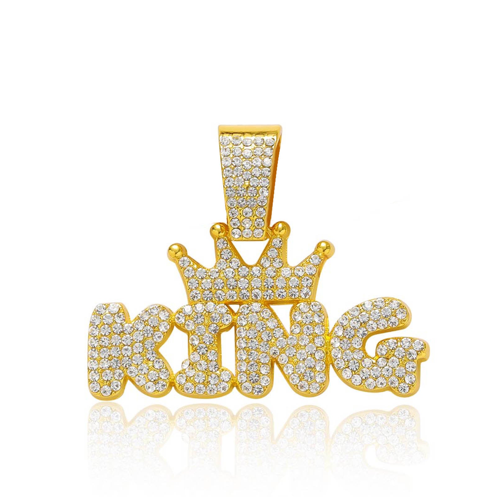 Crowned King Iced Out Cuban Pendant Necklace