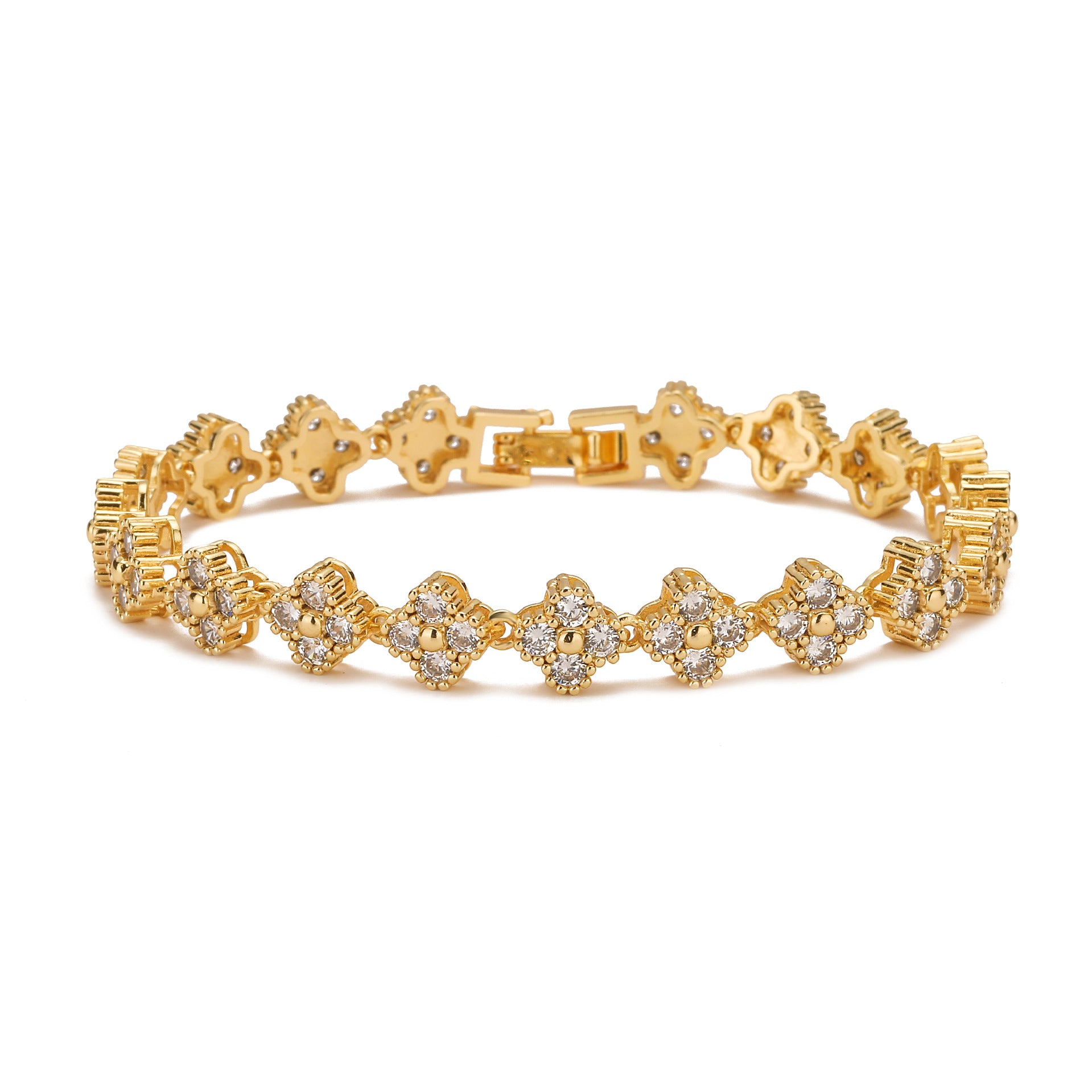 Bracelet de tennis avec trèfle à 4 feuilles
