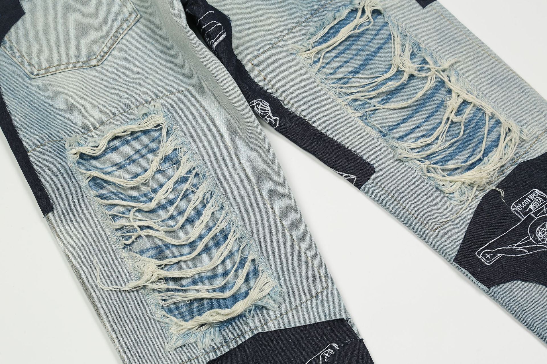 Ripped Jesus Patchwork Jeans
