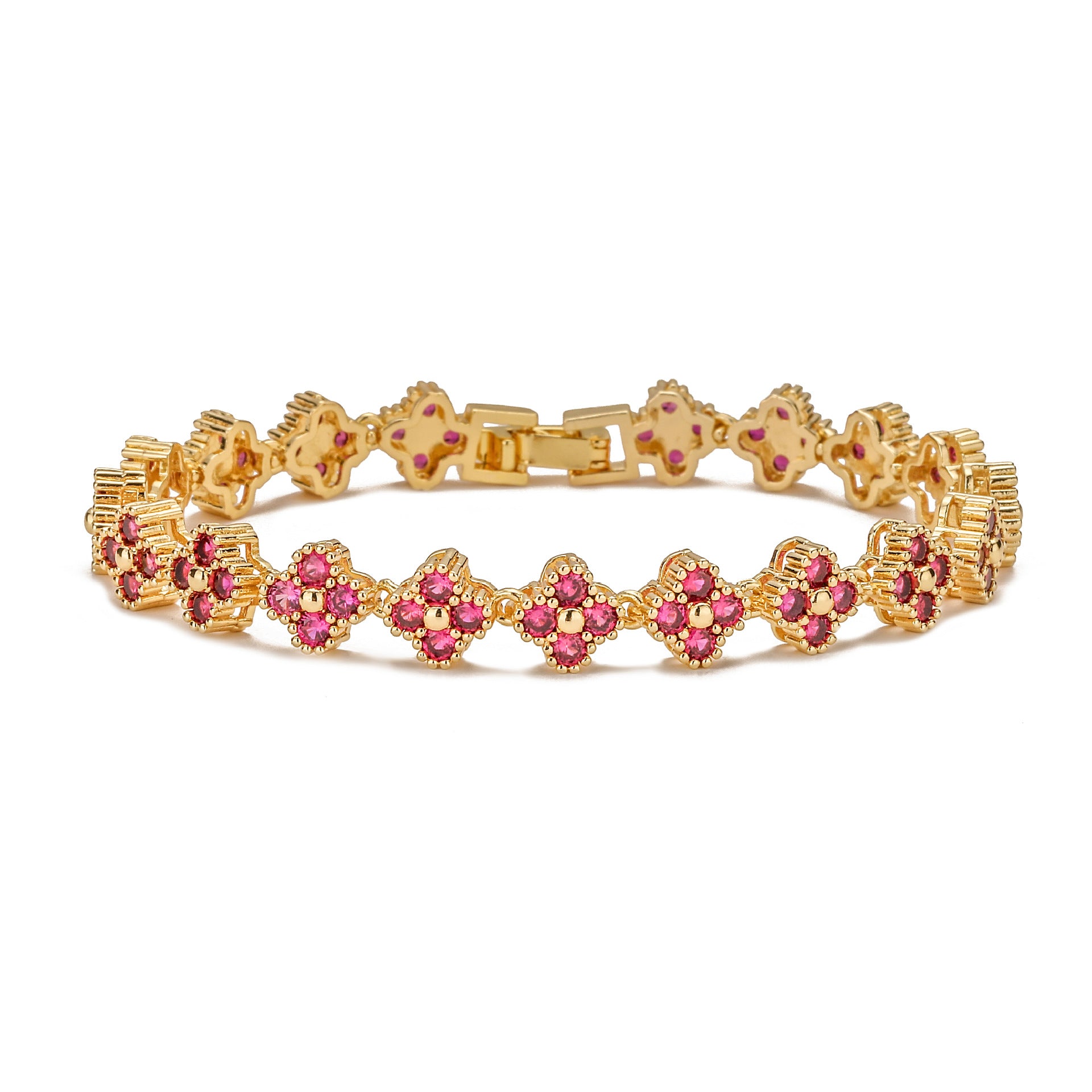 Bracelet de tennis avec trèfle à 4 feuilles