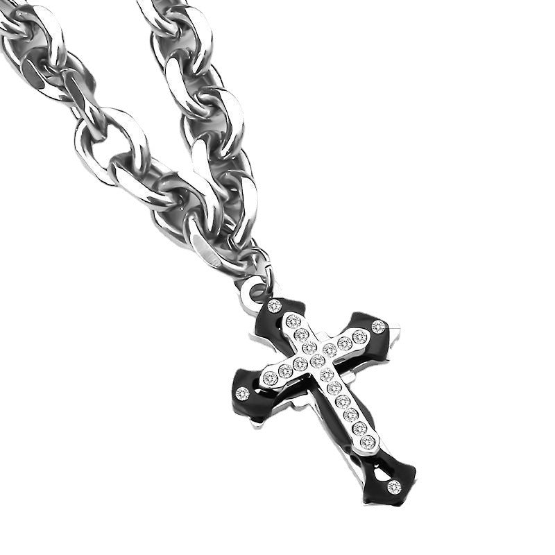Collier croix en acier inoxydable