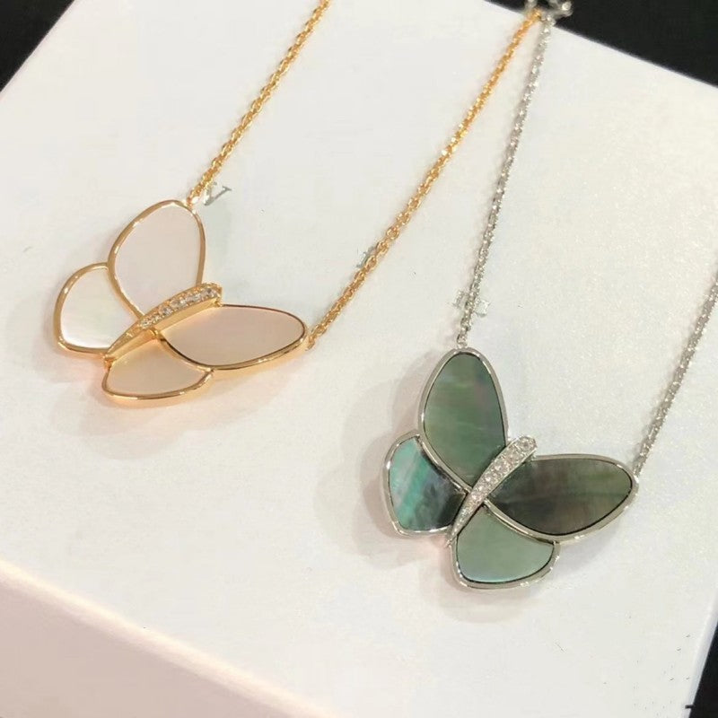 Collier Vanity Butterfly - Argent sterling 925 et nacre - Dupe de haute qualité
