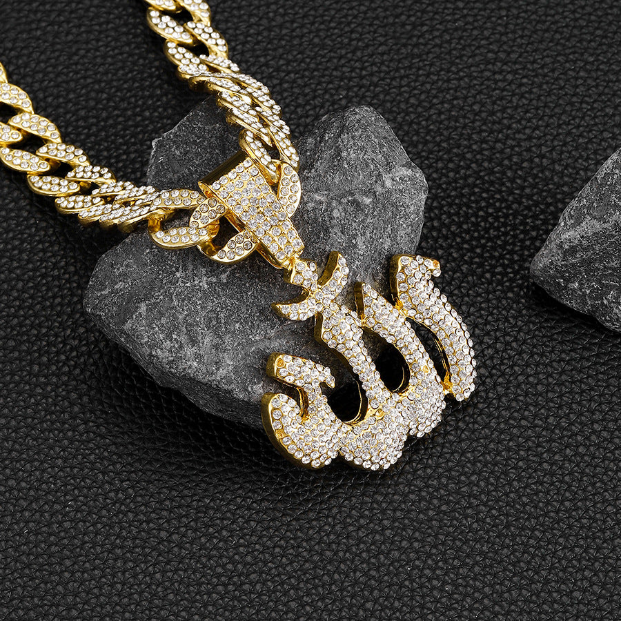 Collier pendentif cubain glacé Allah