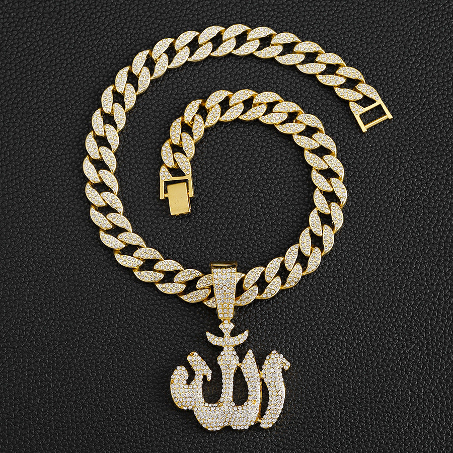 Collier pendentif cubain glacé Allah
