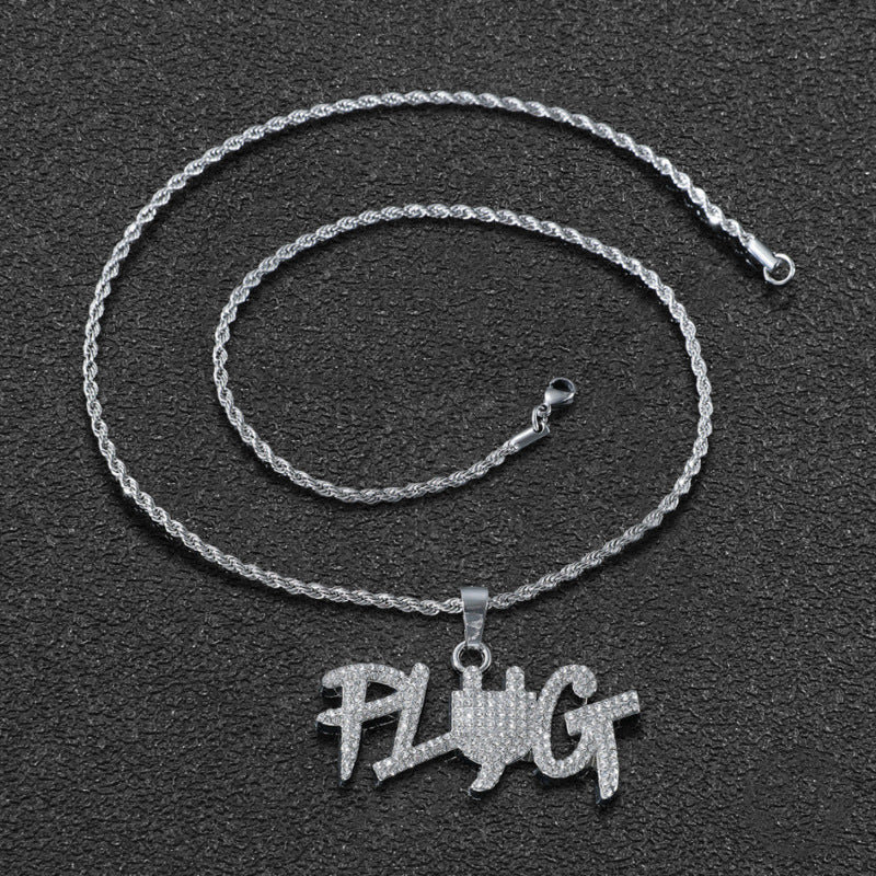 PLUG Buchstabenanhänger + kubanische Kette