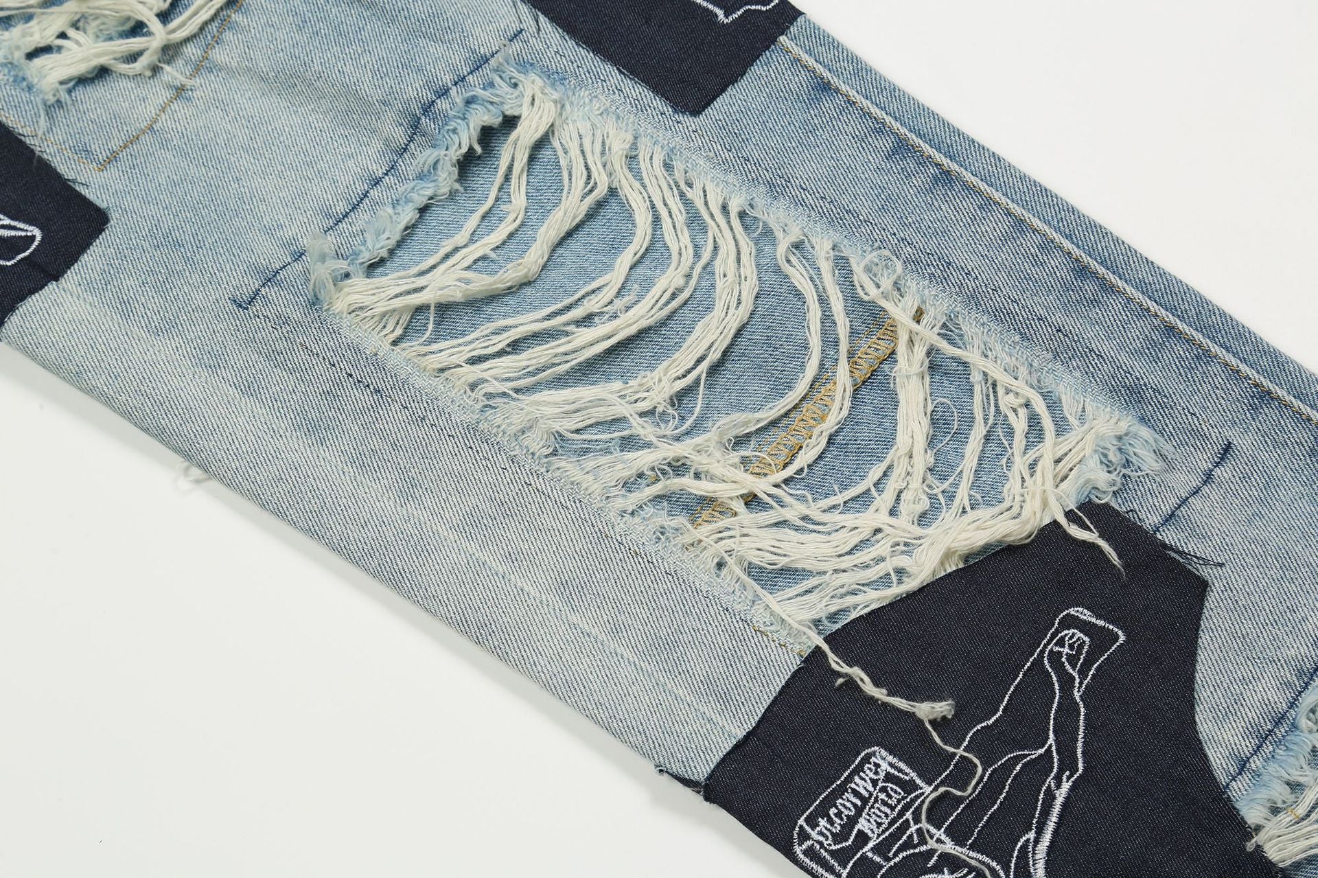 Ripped Jesus Patchwork Jeans