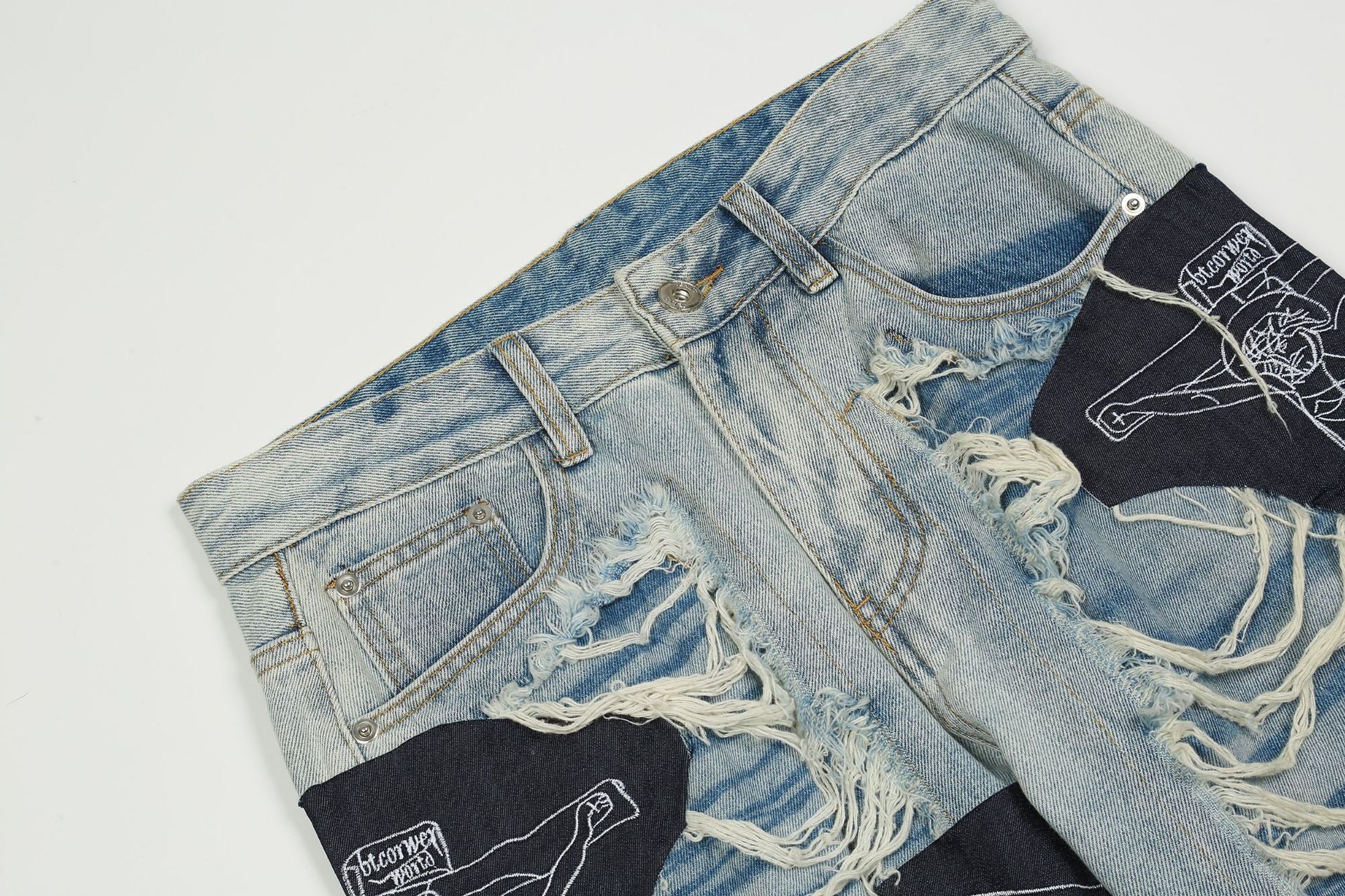 Ripped Jesus Patchwork Jeans