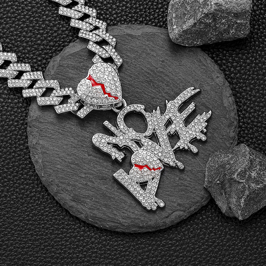 Pendentif Lettre NO LOVE + Chaîne Cubaine