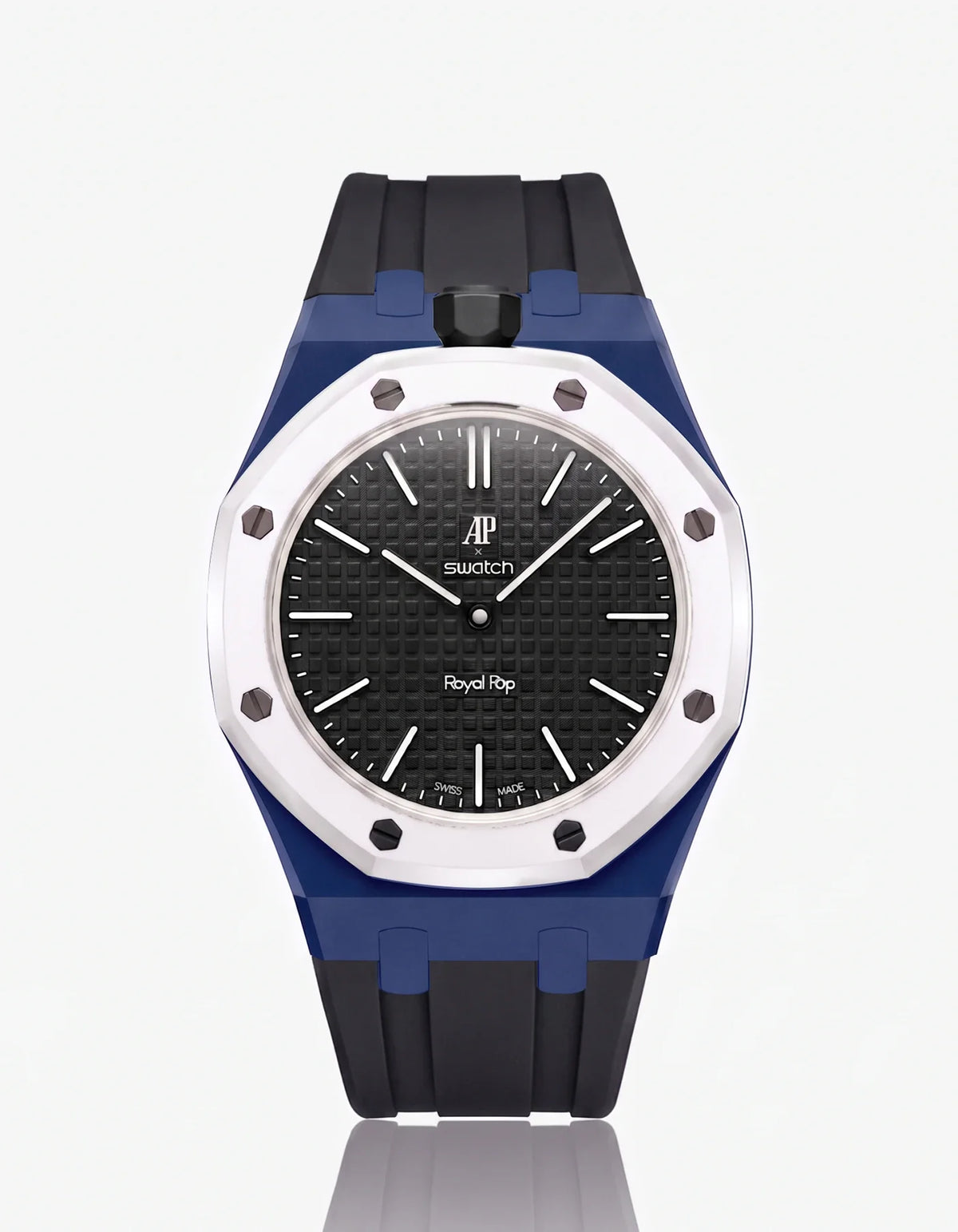 combo::navy-blue::rubber-strap-for-ap-x-swatch-royal-pop-black