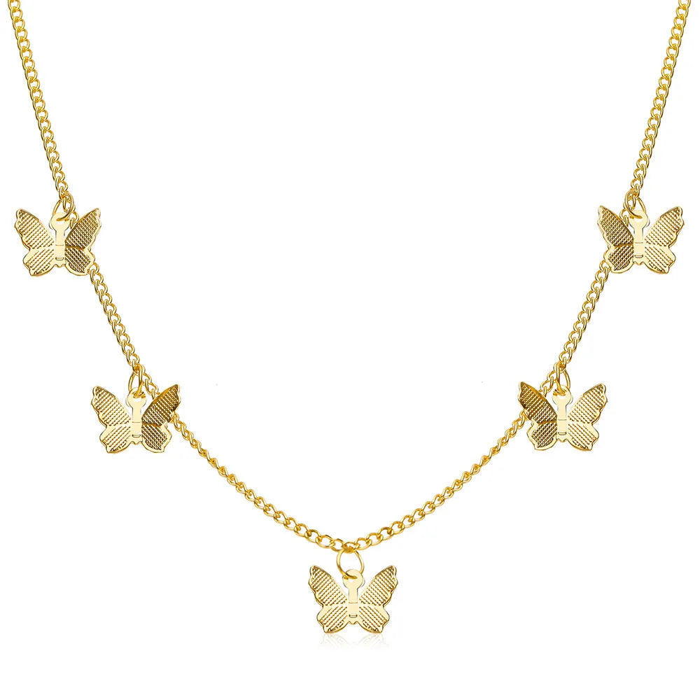Collier simple à une seule couche avec papillon tendance