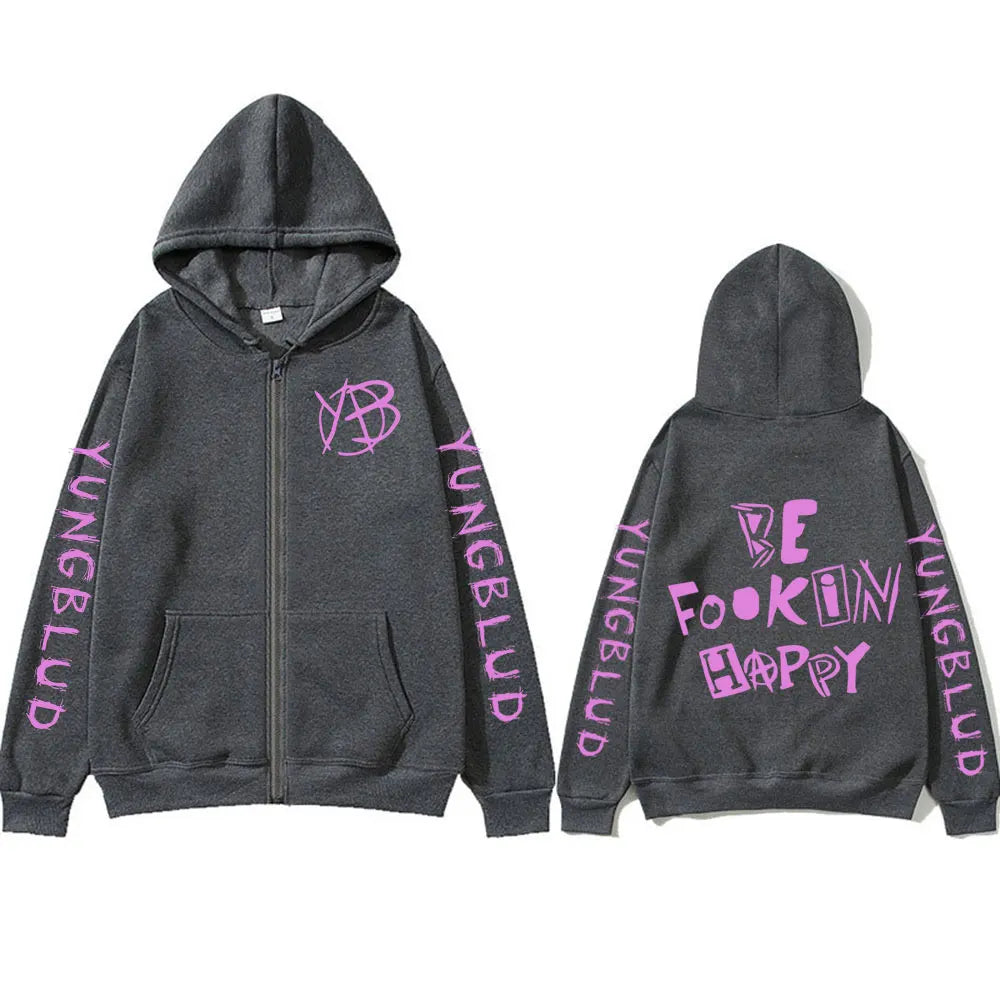 Yungblud Be Fookin Happy Zip up Hoodie
