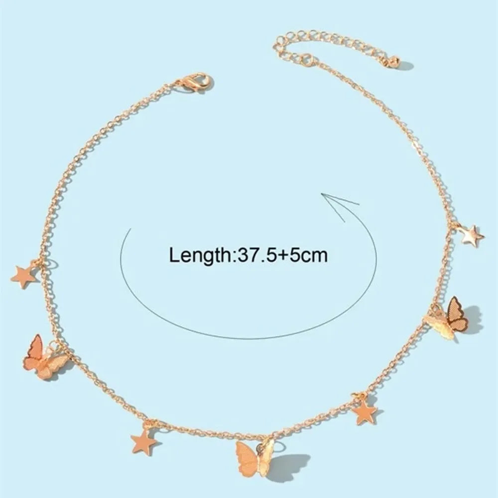 Collier simple à une seule couche avec papillon tendance