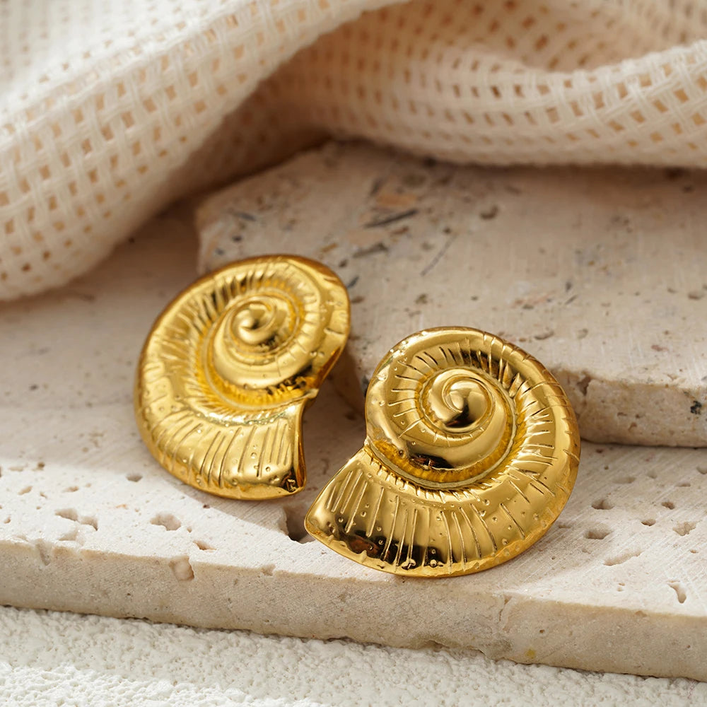 Vintage Sea & Shell Tarnish-Resistant Large Earrings