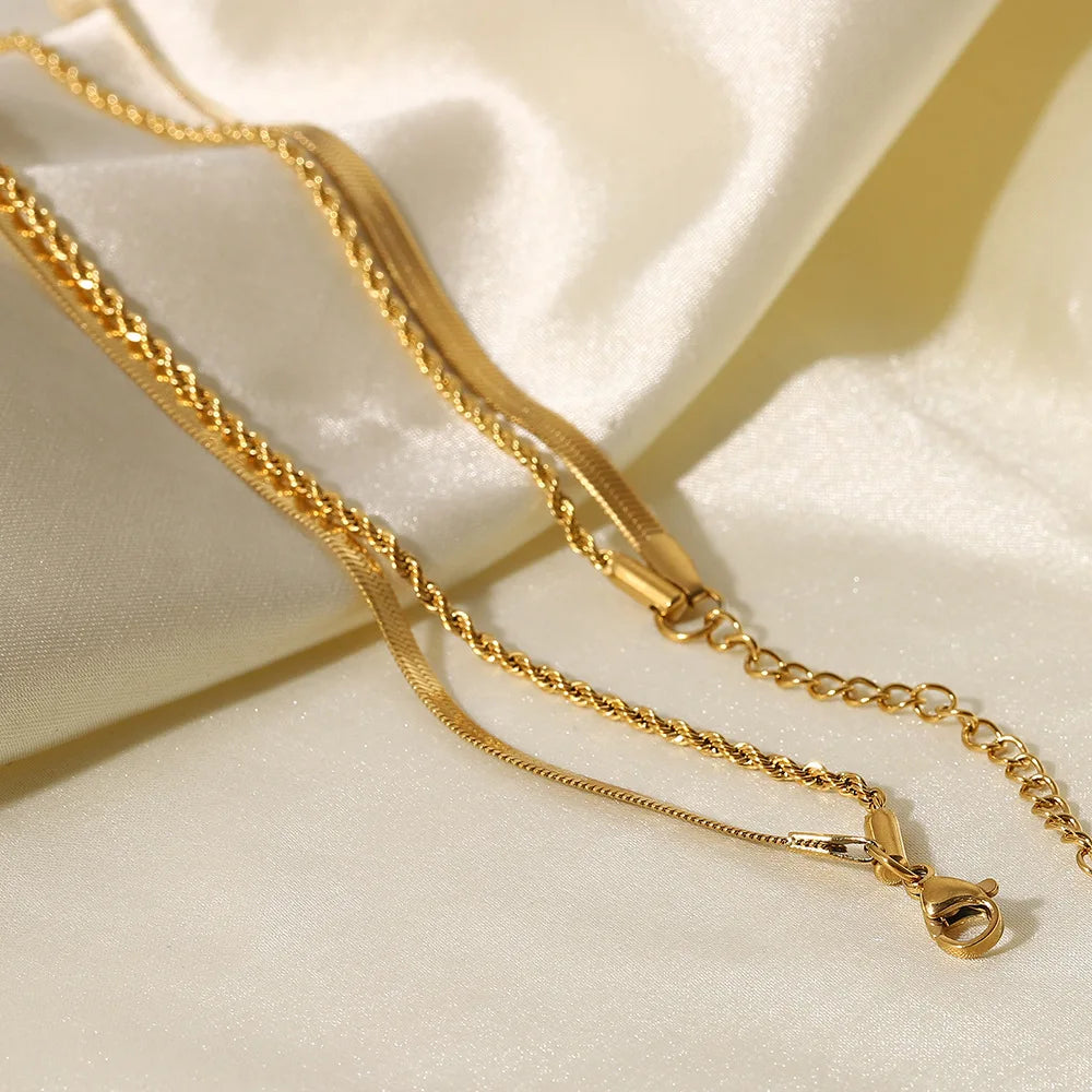 VVS Layered Necklace - Rope Chain and Snake Chain ✨