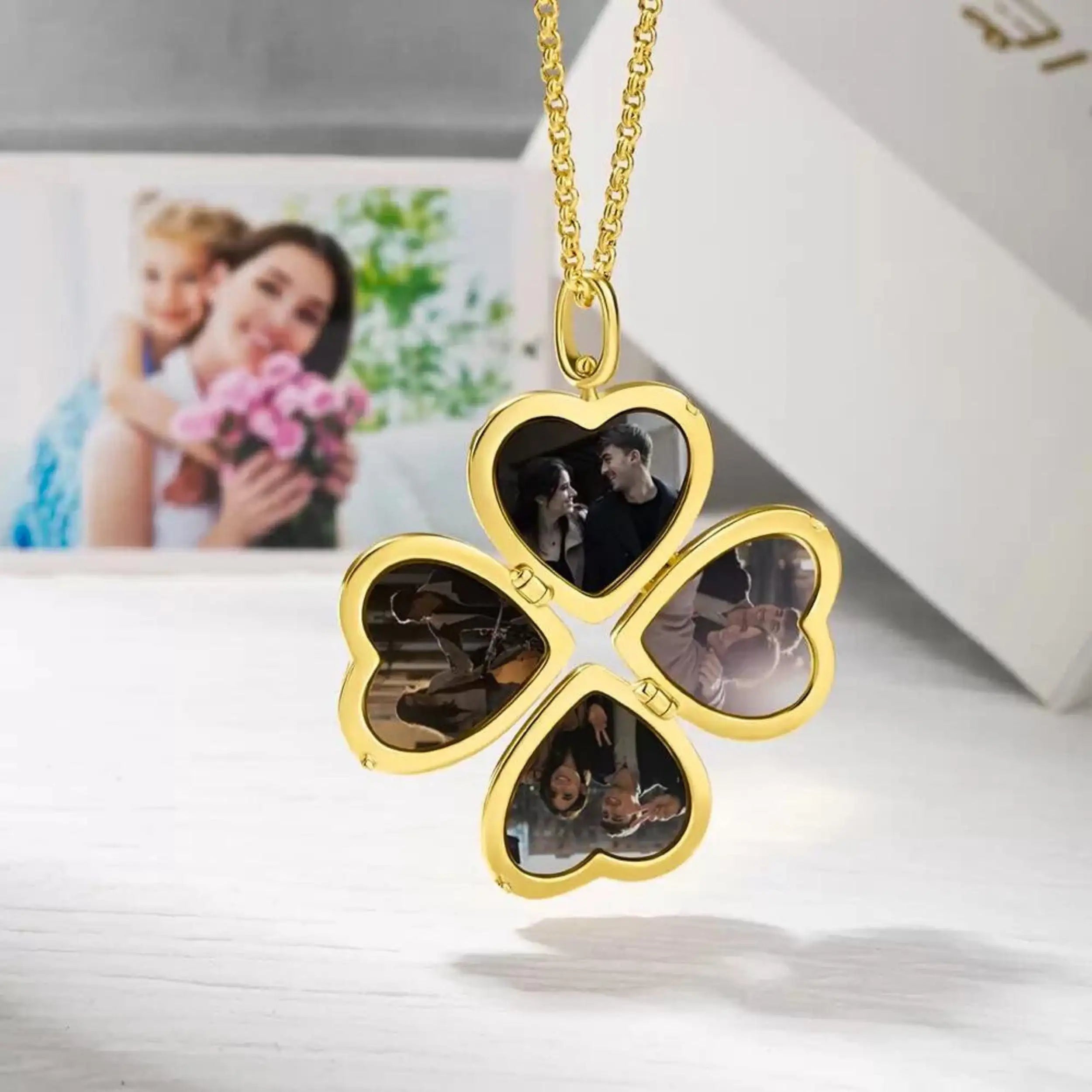 Custom Family Photo Locket Engraved Name Pendant