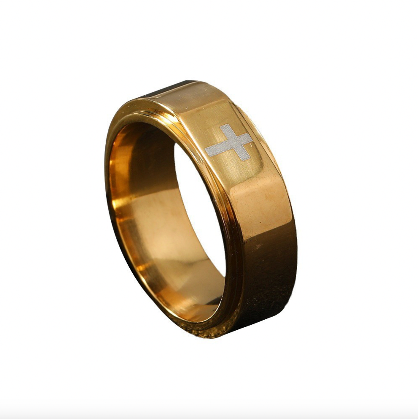 Grillz Boss Glory Gold Cuban Chain Cross Armreif und Kreuzring Bundle