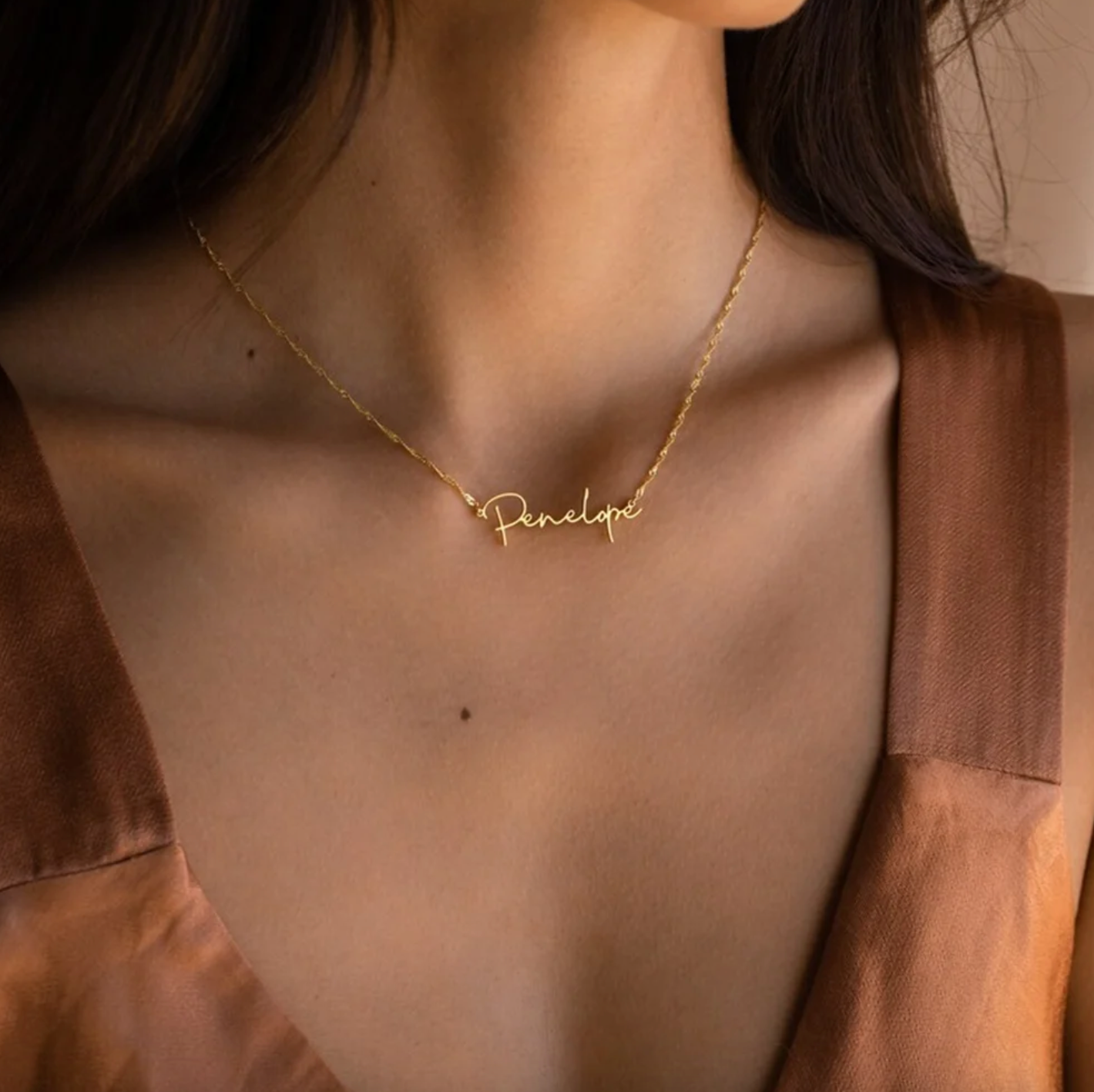 18 Karat Gold/Silber personalisierte Namenskette
